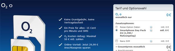 o2 Nano SIM Bestellung